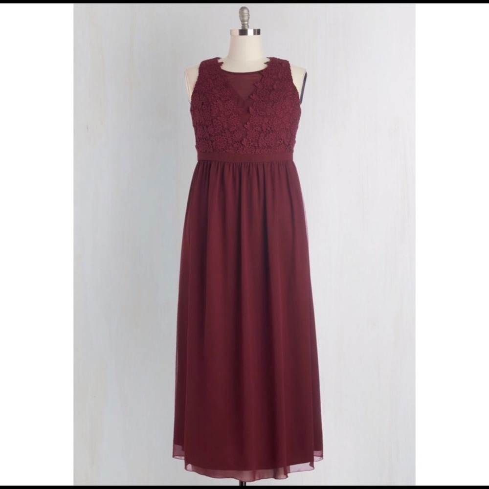 ModCloth Burgundy “Elegance Again Maxi Dress”